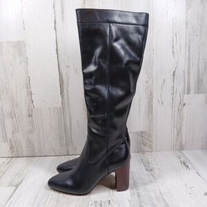 NEW Vince Camuto Caseyl Black Leather Heeled Tall Boots #1421